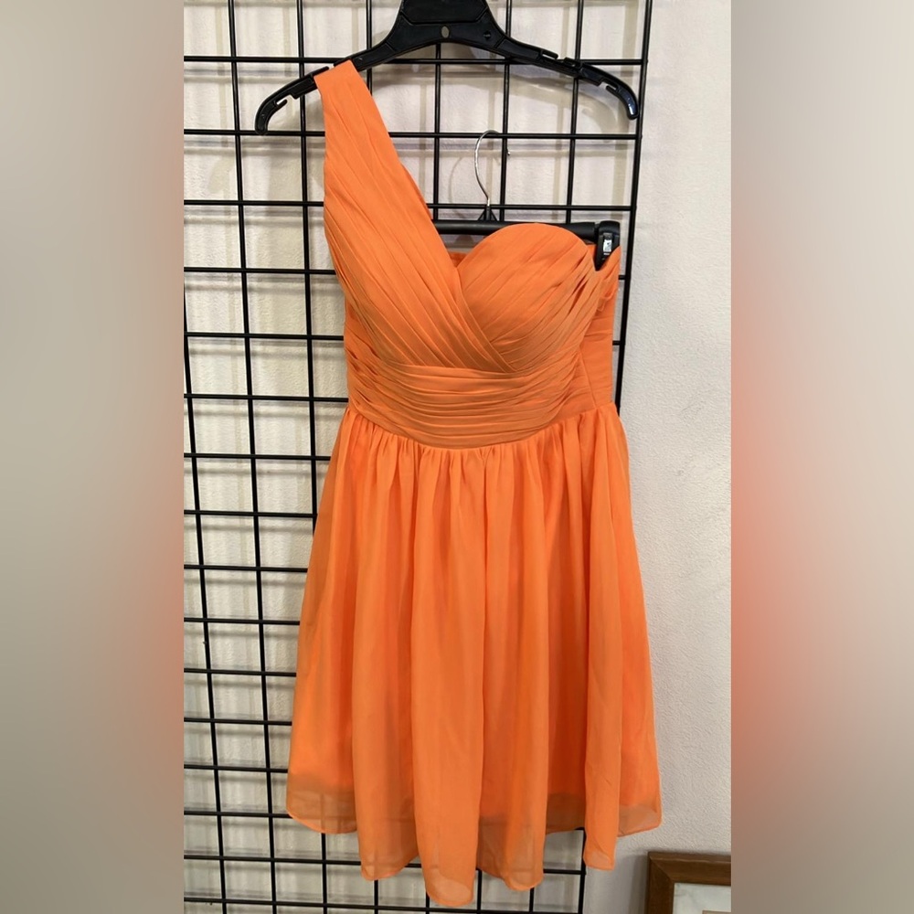Zaxants Elegant Orange One-Shoulder Dress Size 8